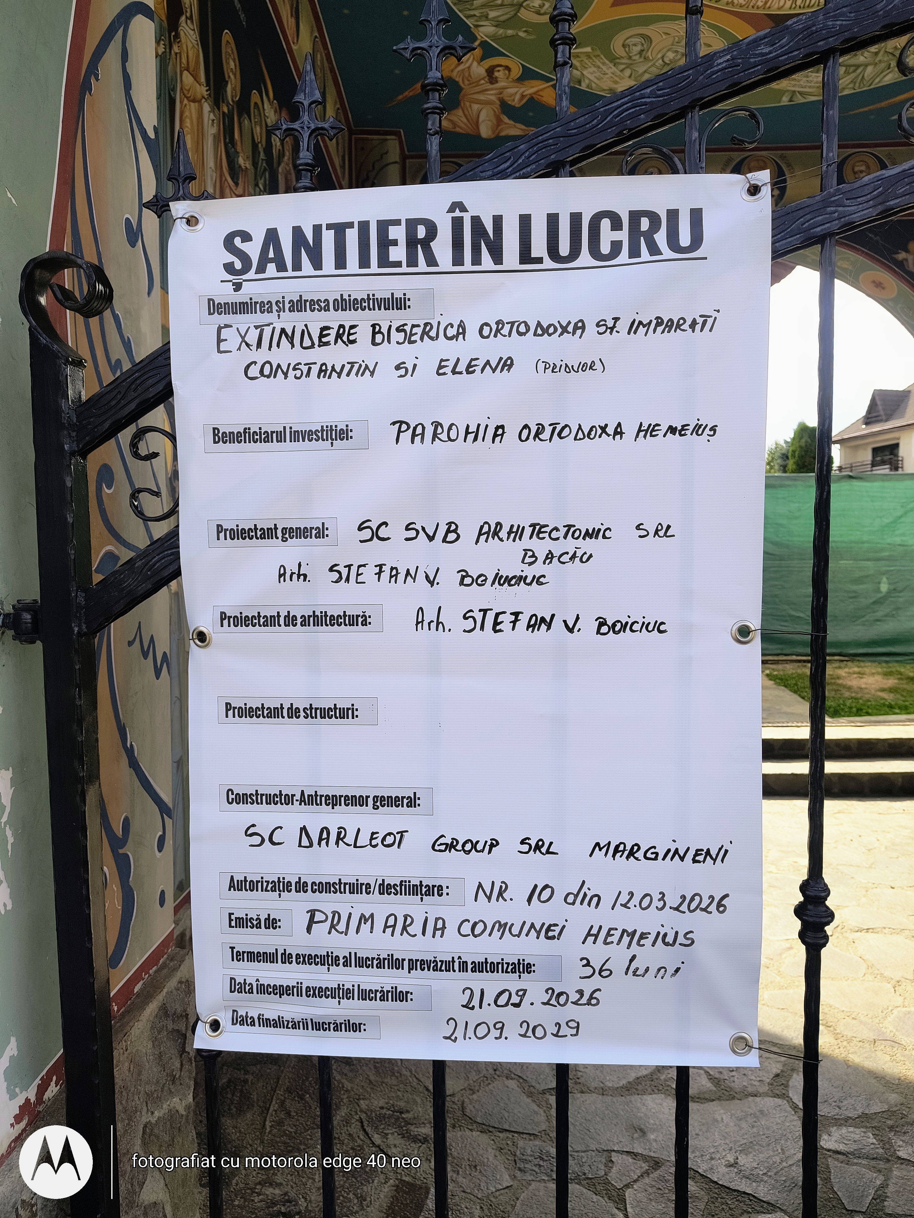 HEMEIUȘ - AU ÎNCEPUT LUCRĂRILE DE EXTINDERE A BISERICII „SFINȚII ÎMPĂRAȚI CONSTANTIN ȘI ELENA”
