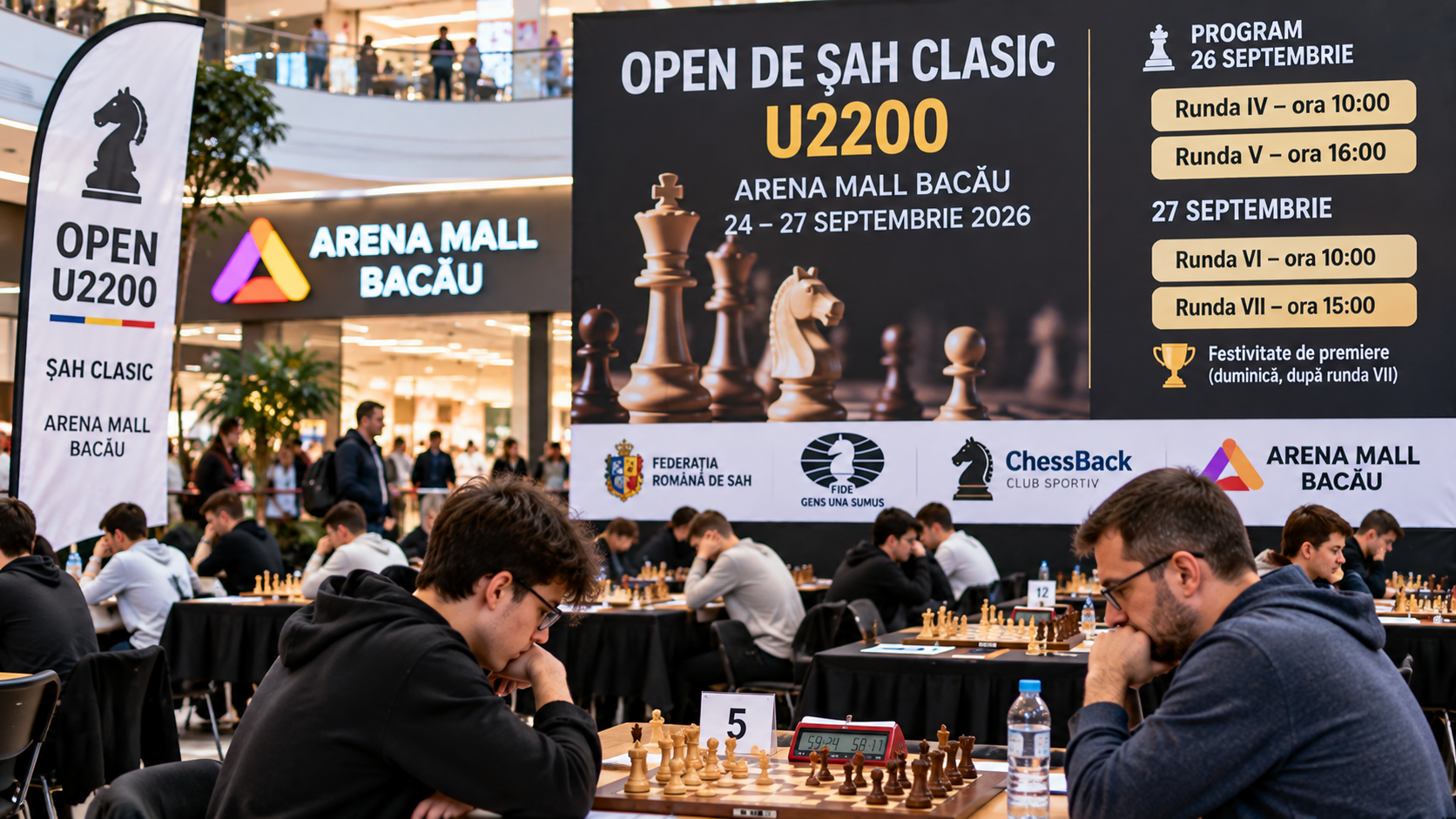 ȘAH DE NIVEL COMPETIȚIONAL LA BACĂU: TURNEUL OPEN U2200 INTRĂ ASTĂZI ÎN RUNDELE IV ȘI V
