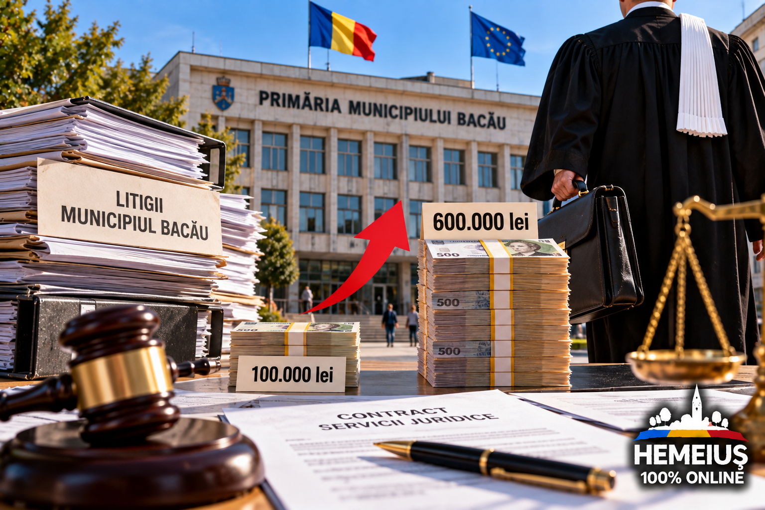 MUNICIPIUL BACĂU – ADMINISTRAȚIE: DE ȘASE ORI MAI MULȚI BANI PENTRU AVOCAȚII PRIMĂRIEI - BUGETUL PROPUS CREȘTE DE LA 100.000 LA 600.000 DE LEI