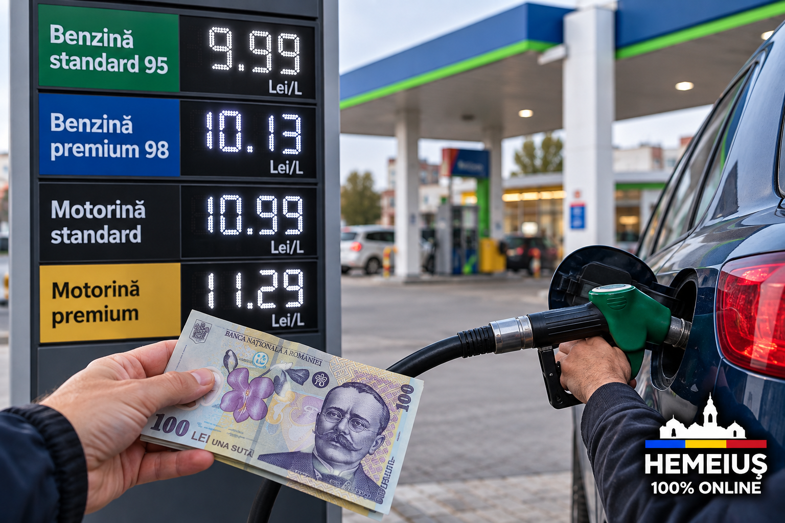 BACĂU – PREȚURI: 100 DE LEI NU MAI CUMPĂRĂ NICI 10 LITRI DE MOTORINĂ. CÂT A AJUNS SĂ COSTE UN PLIN LA BACĂU!