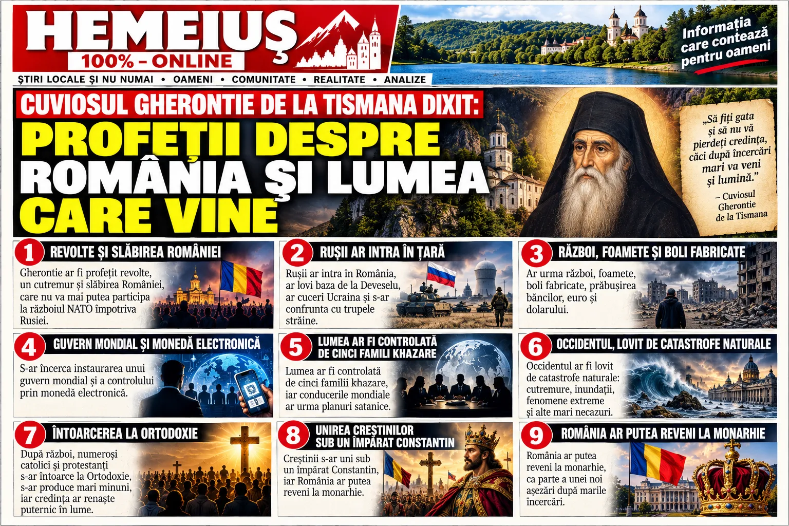 PROFEȚIILE CUVIOSULUI GHERONTIE DE LA TISMANA