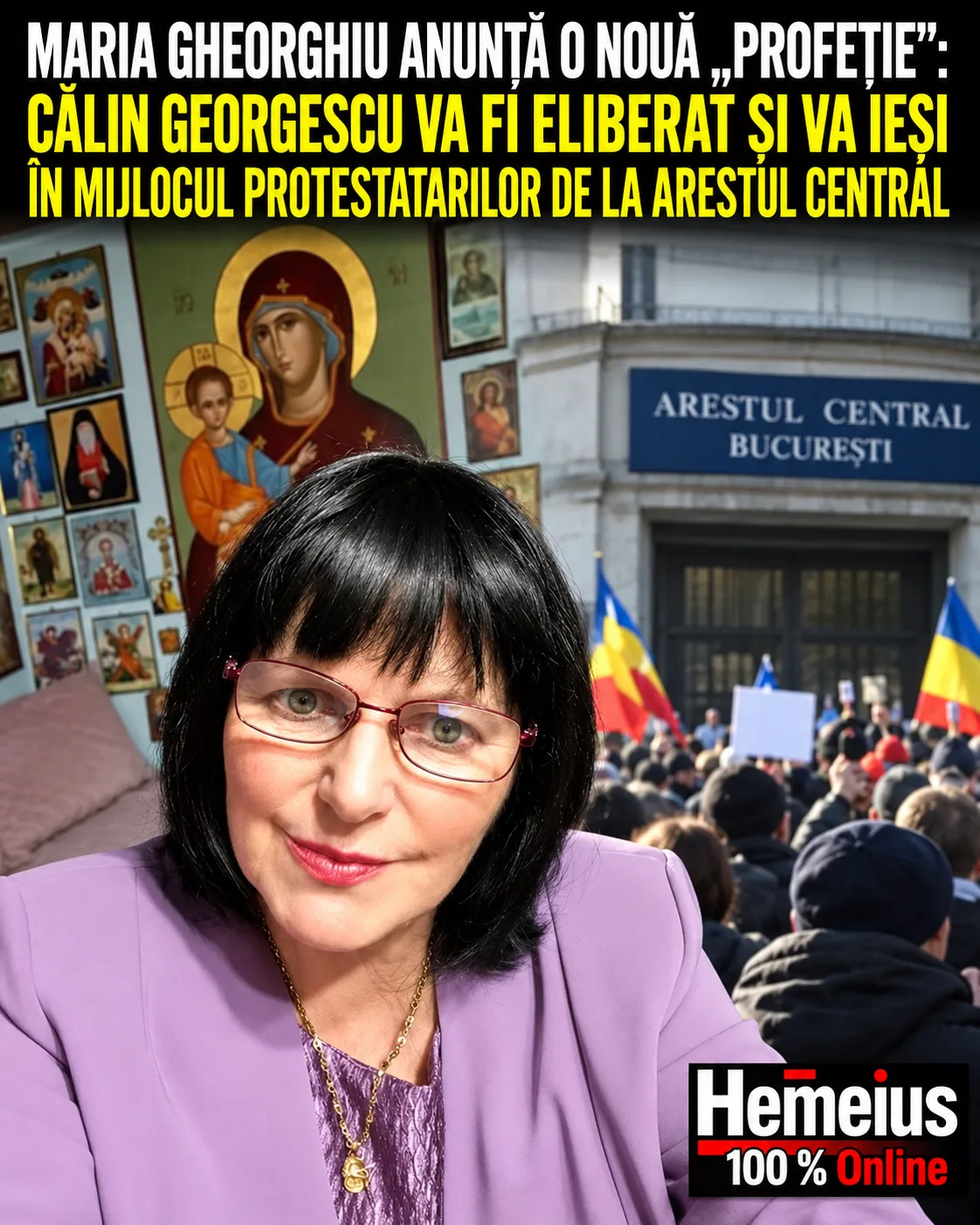 MARIA GHEORGHIU ANUNȚĂ O NOUĂ „PROFEȚIE” DESPRE CĂLIN GEORGESCU: VA FI ELIBERAT DIN AREST ȘI VA IEȘI ÎN MIJLOCUL PROTESTATARILOR