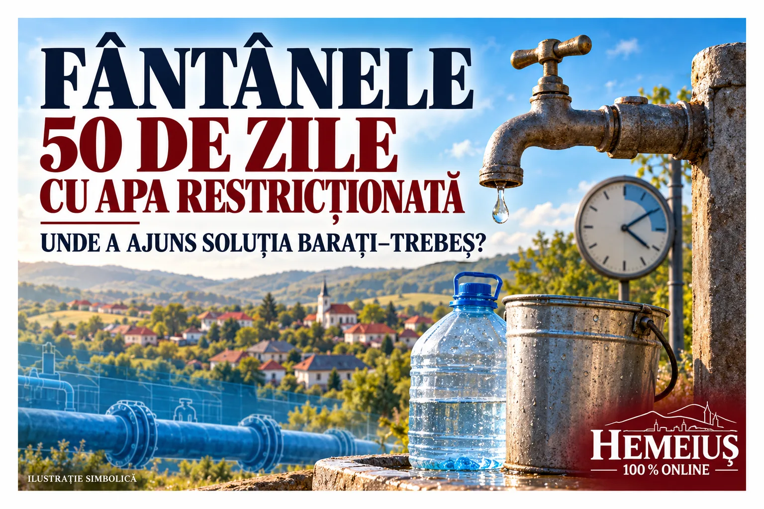 FÂNTÂNELE, 50 DE ZILE CU APA RESTRICȚIONATĂ. CRIZA NU A ÎNCEPUT CU AVARIA DIN OCTOMBRIE. UNDE A AJUNS SOLUȚIA BARAȚI–TREBEȘ?
