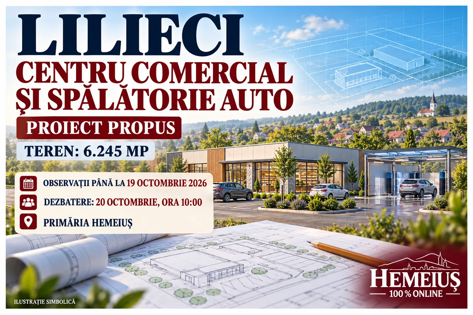 LILIECI: CENTRU COMERCIAL ȘI SPĂLĂTORIE AUTO PROPUSE PE UN TEREN DE 6.245 MP. LOCUITORII POT DEPUNE OBSERVAȚII PÂNĂ PE 19 OCTOMBRIE