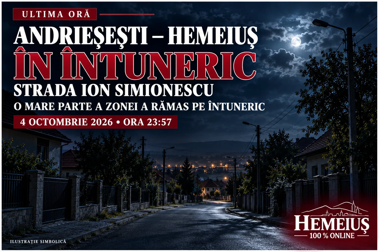 O MARE PARTE DIN ANDRIEȘEȘTI A RĂMAS ÎN BEZNĂ ÎN NOAPTEA DE 4/5 OCTOMBRIE A.C.