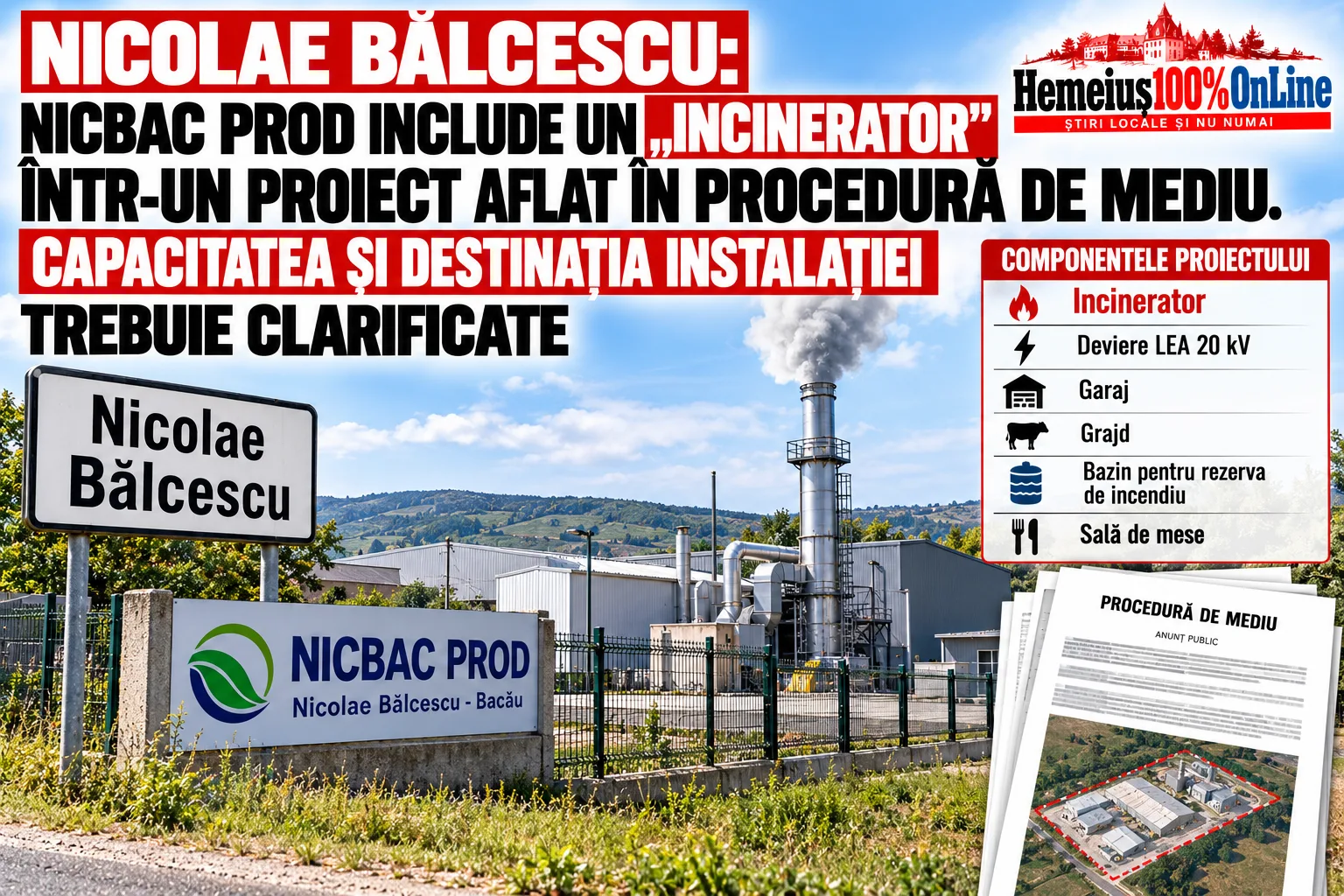 NICOLAE BĂLCESCU: NICBAC PROD INCLUDE UN «INCINERATOR» ÎNTR-UN PROIECT AFLAT ÎN PROCEDURĂ DE MEDIU. CAPACITATEA ȘI DESTINAȚIA INSTALAȚIEI TREBUIE CLARIFICATE
