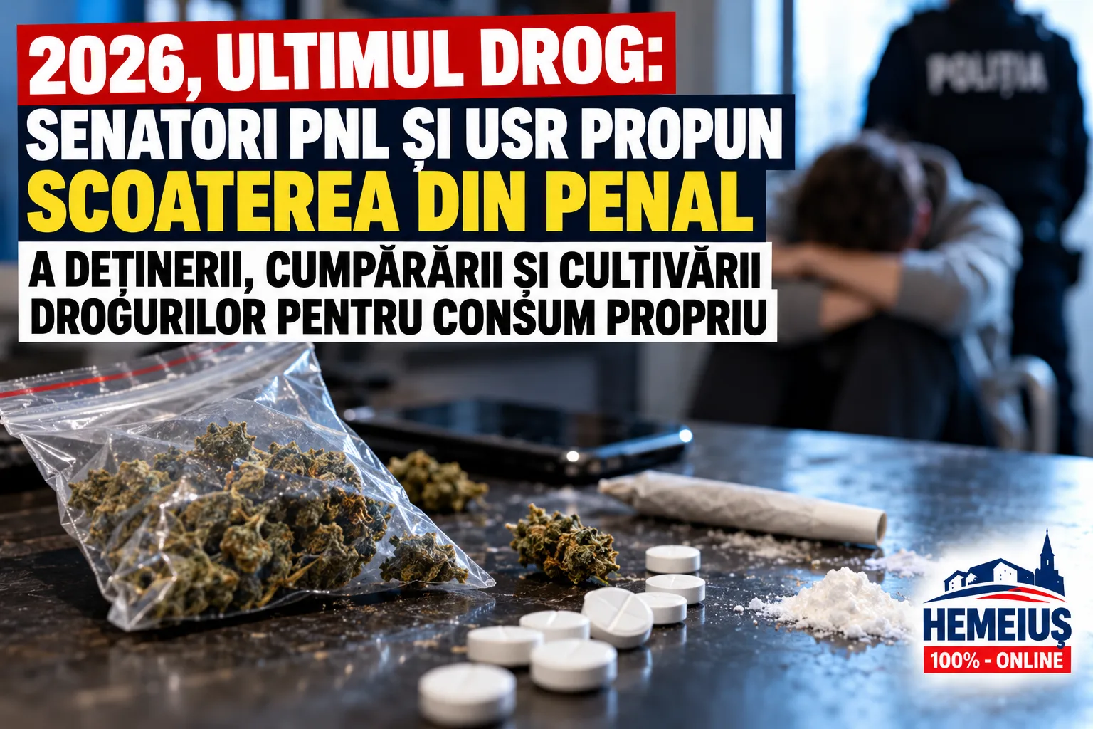 2026, ULTIMUL DROG: SENATORI PNL ȘI USR PROPUN SCOATEREA DIN PENAL A DEȚINERII, CUMPĂRĂRII ȘI CULTIVĂRII DROGURILOR PENTRU CONSUM PROPRIU