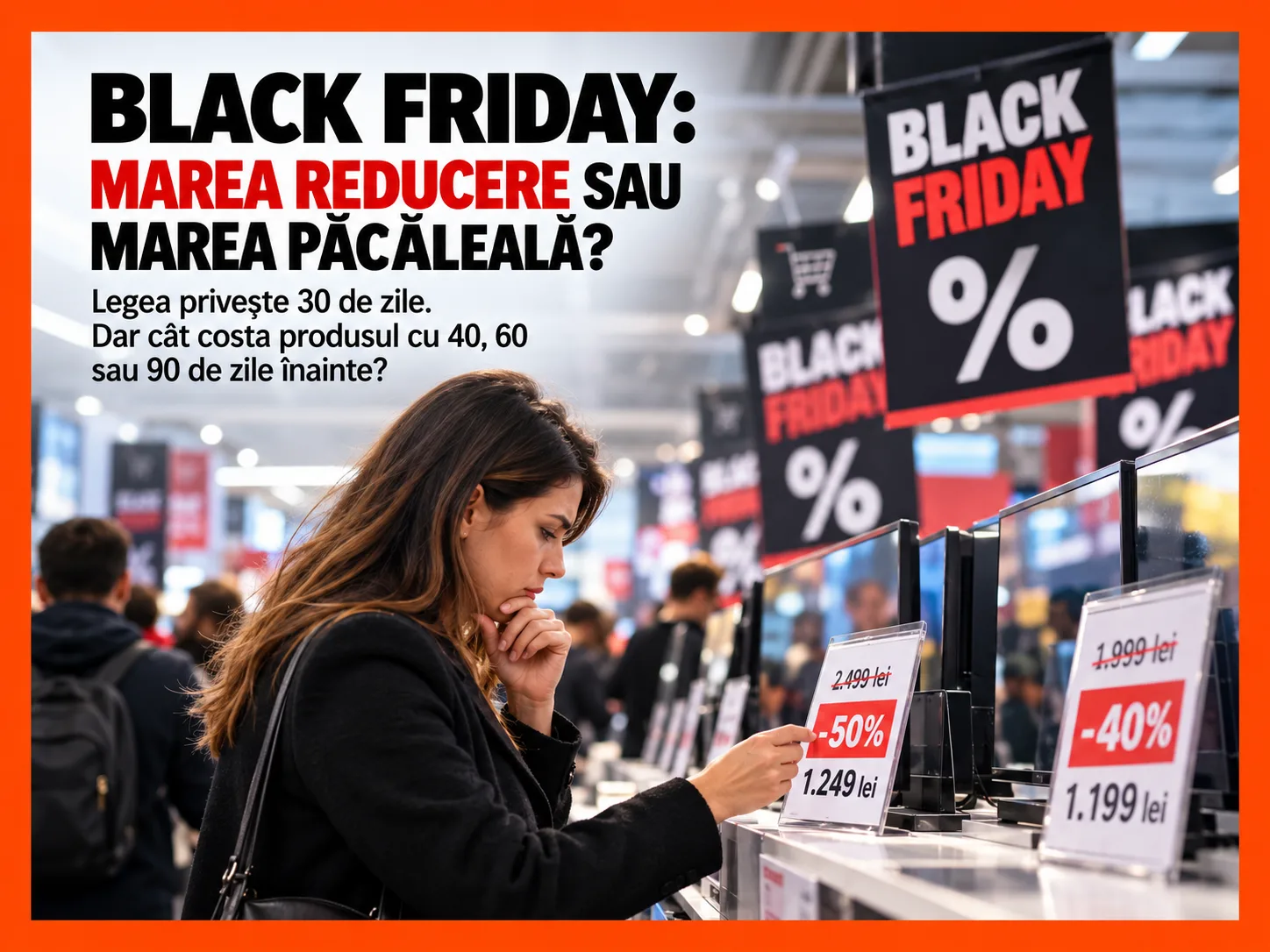 BLACK FRIDAY: MAREA REDUCERE SAU MAREA PĂCĂLEALĂ COMERCIALĂ? LEGEA PRIVEȘTE ÎNAPOI 30 DE ZILE, DAR CÂT COSTA PRODUSUL CU 40, 60 SAU 90 DE ZILE ÎNAINTE?