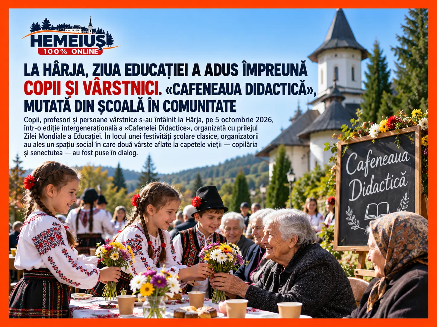 LA HÂRJA, ZIUA EDUCAȚIEI A ADUS ÎMPREUNĂ COPII ȘI VÂRSTNICI. «CAFENEAUA DIDACTICĂ», MUTATĂ DIN ȘCOALĂ ÎN COMUNITATE