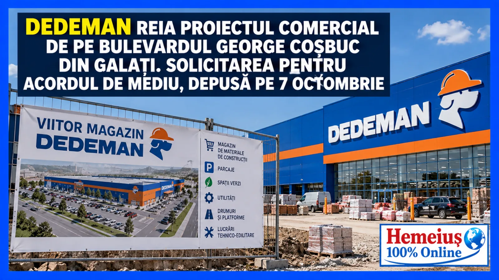 DEDEMAN REIA PROIECTUL COMERCIAL DE PE BULEVARDUL GEORGE COȘBUC DIN GALAȚI. SOLICITAREA PENTRU ACORDUL DE MEDIU, DEPUSĂ PE 7 OCTOMBRIE