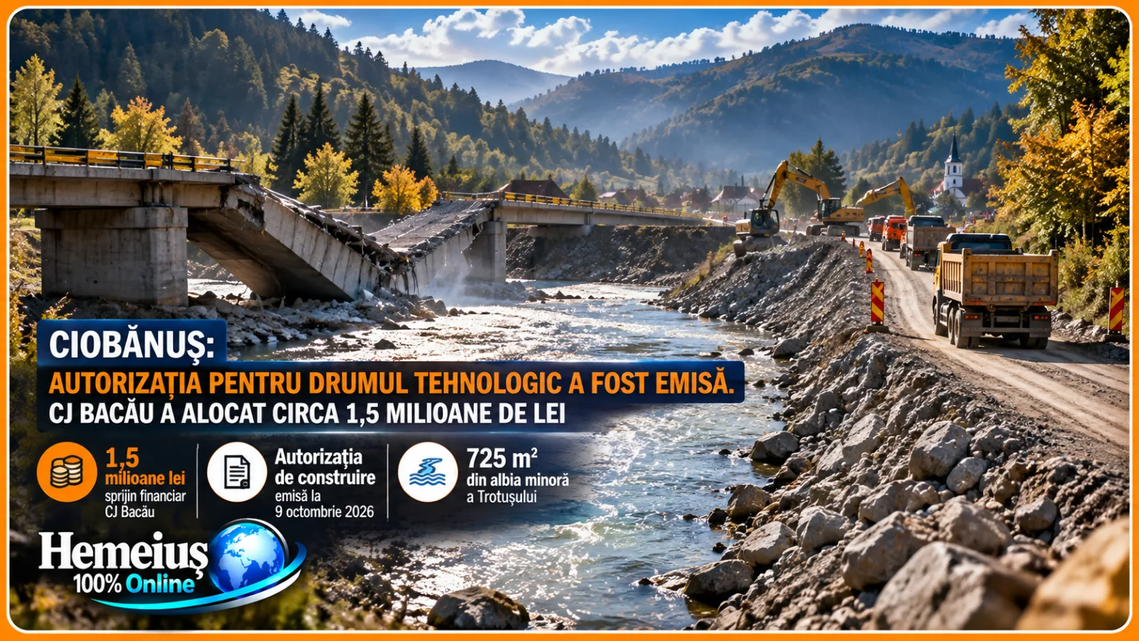CIOBĂNUȘ: AUTORIZAȚIA PENTRU DRUMUL TEHNOLOGIC A FOST EMISĂ. C.J. BACĂU A ALOCAT CIRCA 1,5 MILIOANE DE LEI