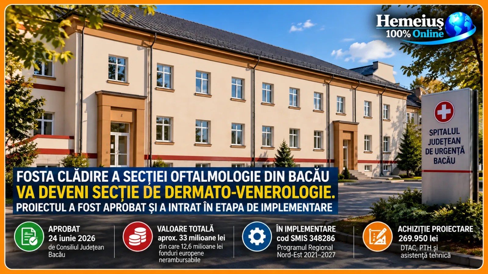 FOSTA CLĂDIRE A SECȚIEI OFTALMOLOGIE DIN BACĂU VA DEVENI SECȚIE DE DERMATO-VENEROLOGIE. INVESTIȚIA ESTE ESTIMATĂ LA CIRCA 33 DE MILIOANE DE LEI
