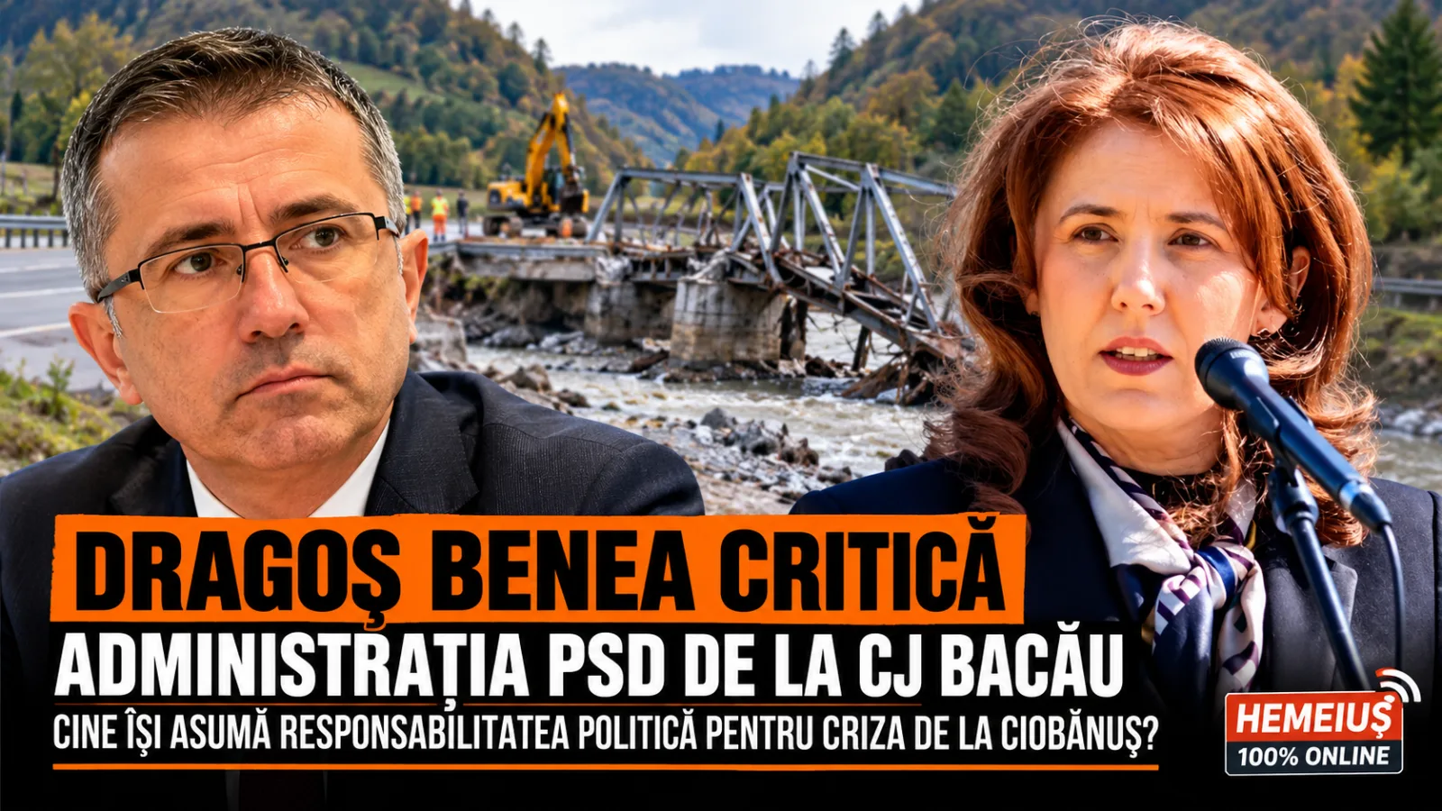 DRAGOȘ BENEA CRITICĂ ADMINISTRAȚIA PSD DE LA CJ BACĂU. DAR CINE ÎȘI ASUMĂ RESPONSABILITATEA POLITICĂ PENTRU CRIZA DE LA CIOBĂNUȘ?