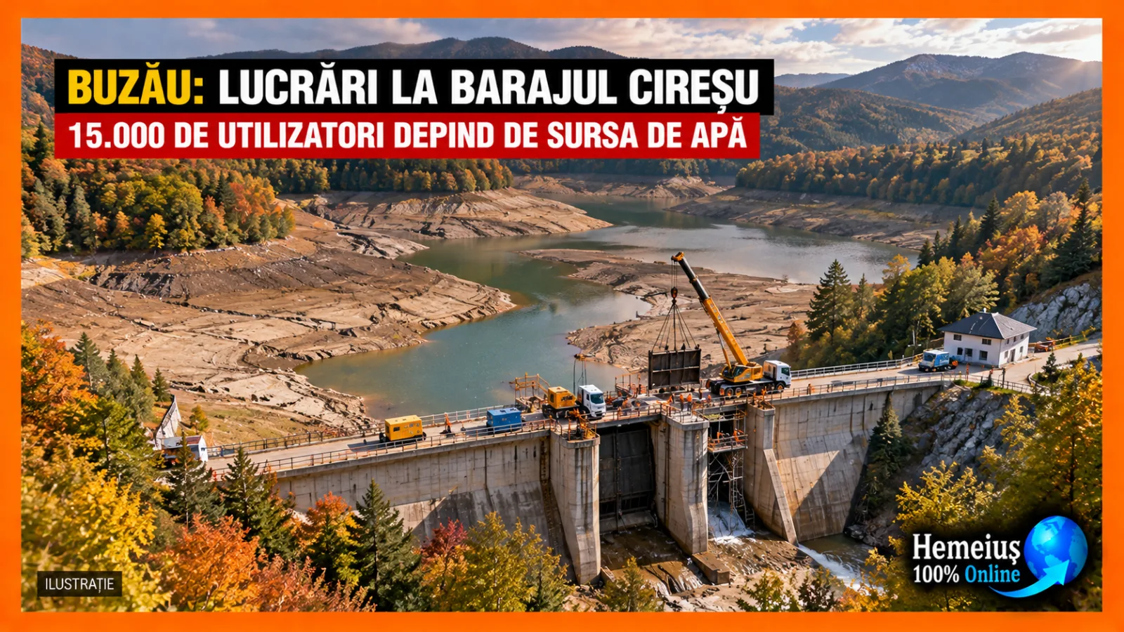 BUZĂU: 15.000 DE UTILIZATORI DEPIND DE ACEEAȘI SURSĂ DE APĂ BRUTĂ. LUCRĂRILE DE LA CIREȘU TESTEAZĂ REZILIENȚA SISTEMULUI