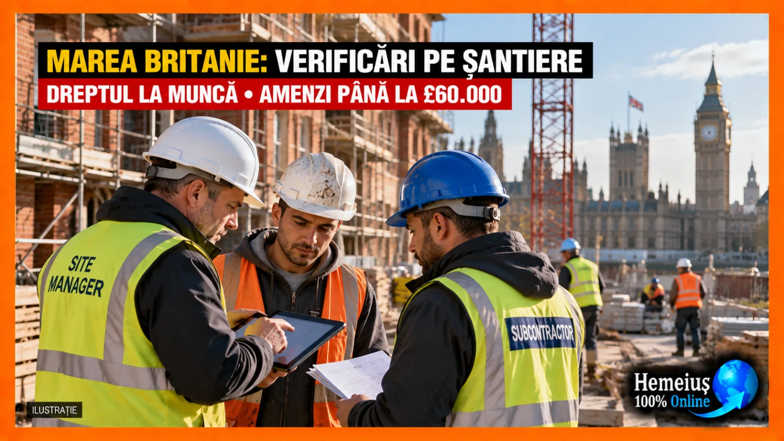 MAREA BRITANIE: PE ȘANTIERE, VERIFICAREA DREPTULUI LA MUNCĂ URCĂ PE LANȚUL DE CONTRACTARE