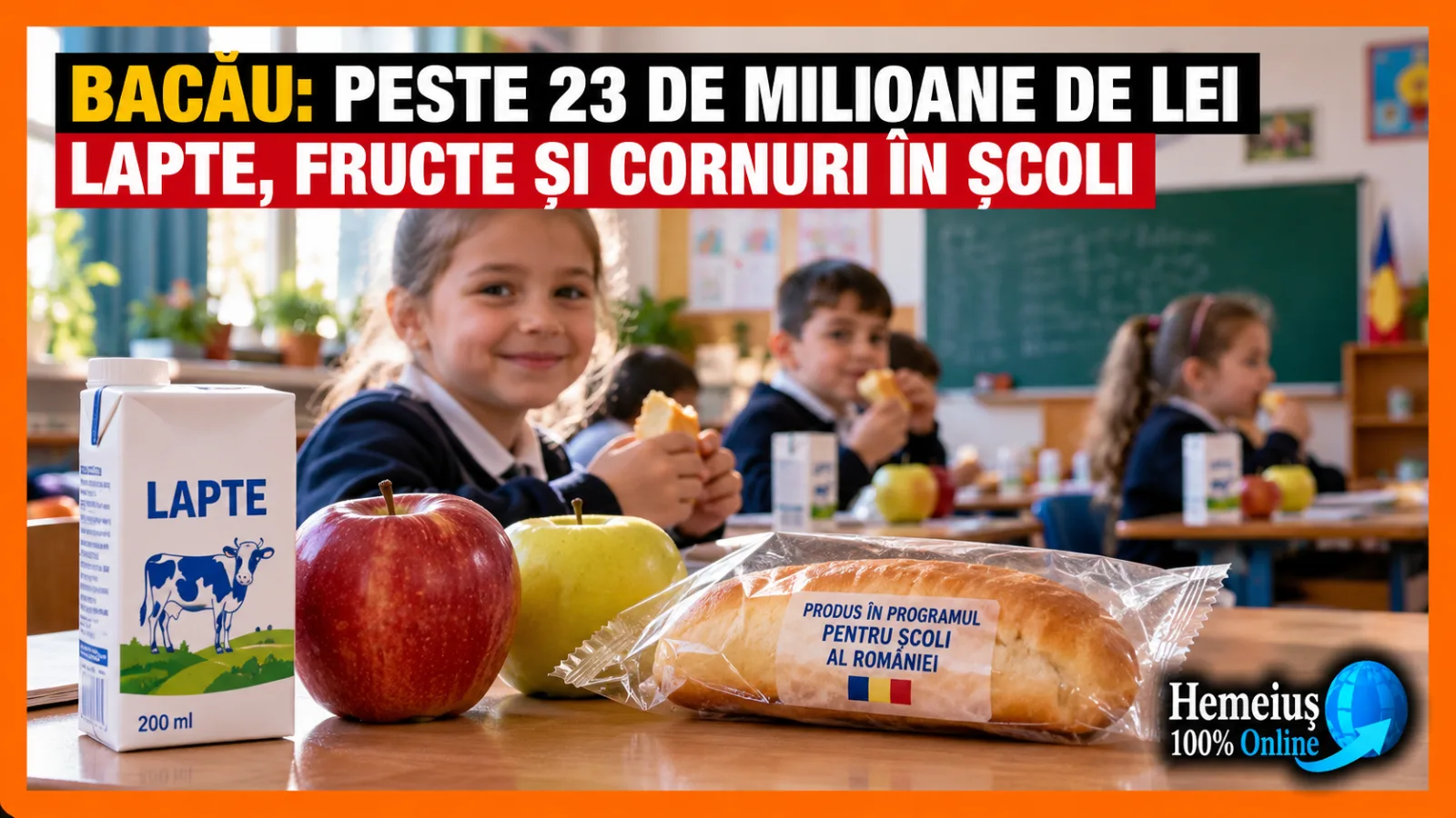 BACĂU: PESTE 23 DE MILIOANE DE LEI PENTRU LAPTE, FRUCTE ȘI PRODUSE DE PANIFICAȚIE ÎN ȘCOLI. CE TREBUIE SĂ ȘTIE PĂRINȚII DIN HEMEIUȘ ȘI LILIECI