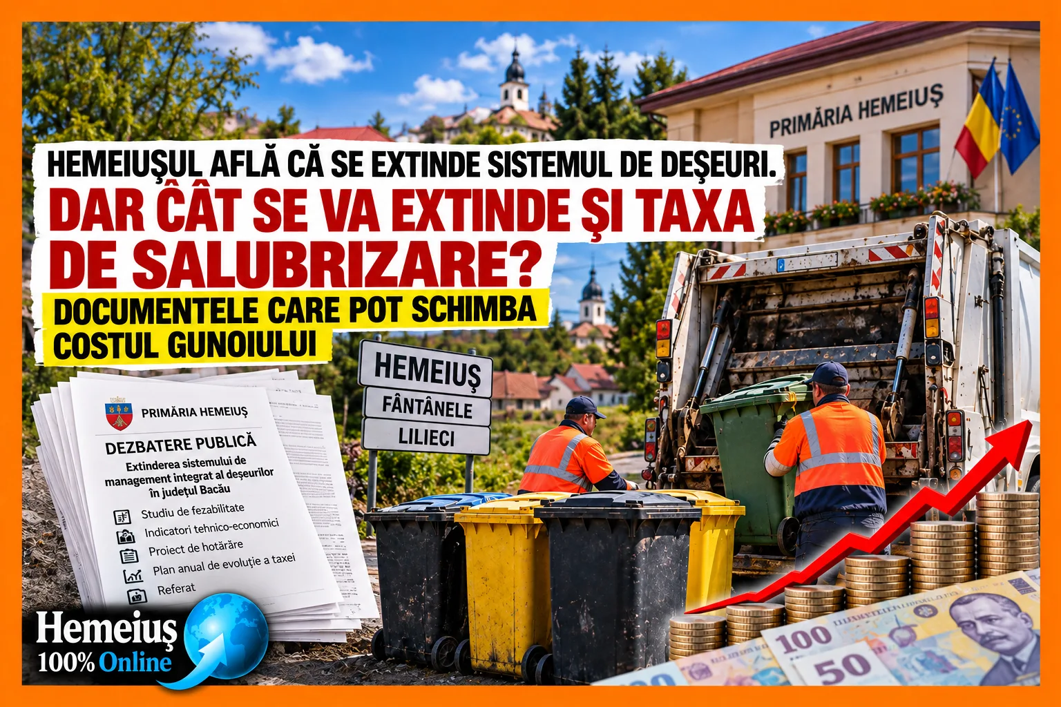 LA HEMEIUȘ URMEAZĂ SĂ SE EXTINDĂ SISTEMUL DE RECUPERARE DEȘEURI. DAR CÂT SE VA EXTINDE ȘI TAXA DE SALUBRIZARE? Documentele care pot schimba costul gunoiului