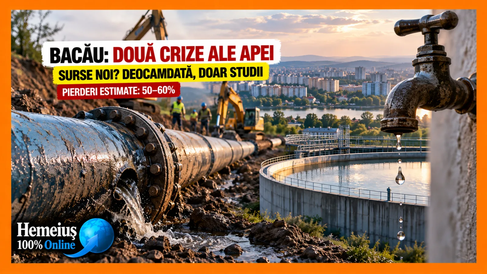 BACĂUL CAUTĂ ALTE SURSE DE APĂ DUPĂ DOUĂ CRIZE ÎNTR-O LUNĂ. PRIMĂRIA PROPUNE STUDII, DAR NU SPUNE CÂT VOR COSTA ȘI CÂND VOR FI GATA