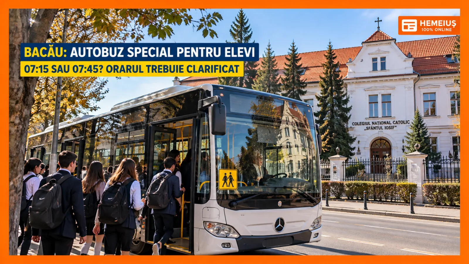 MUNICIPIUL BACĂU — UN AUTOBUZ SPECIAL PENTRU ELEVII COLEGIULUI CATOLIC „SFÂNTUL IOSIF”. CONSILIUL LOCAL A APROBAT CURSA, DAR ÎN HOTĂRÂRE APAR DOUĂ ORE DIFERITE DE PLECARE