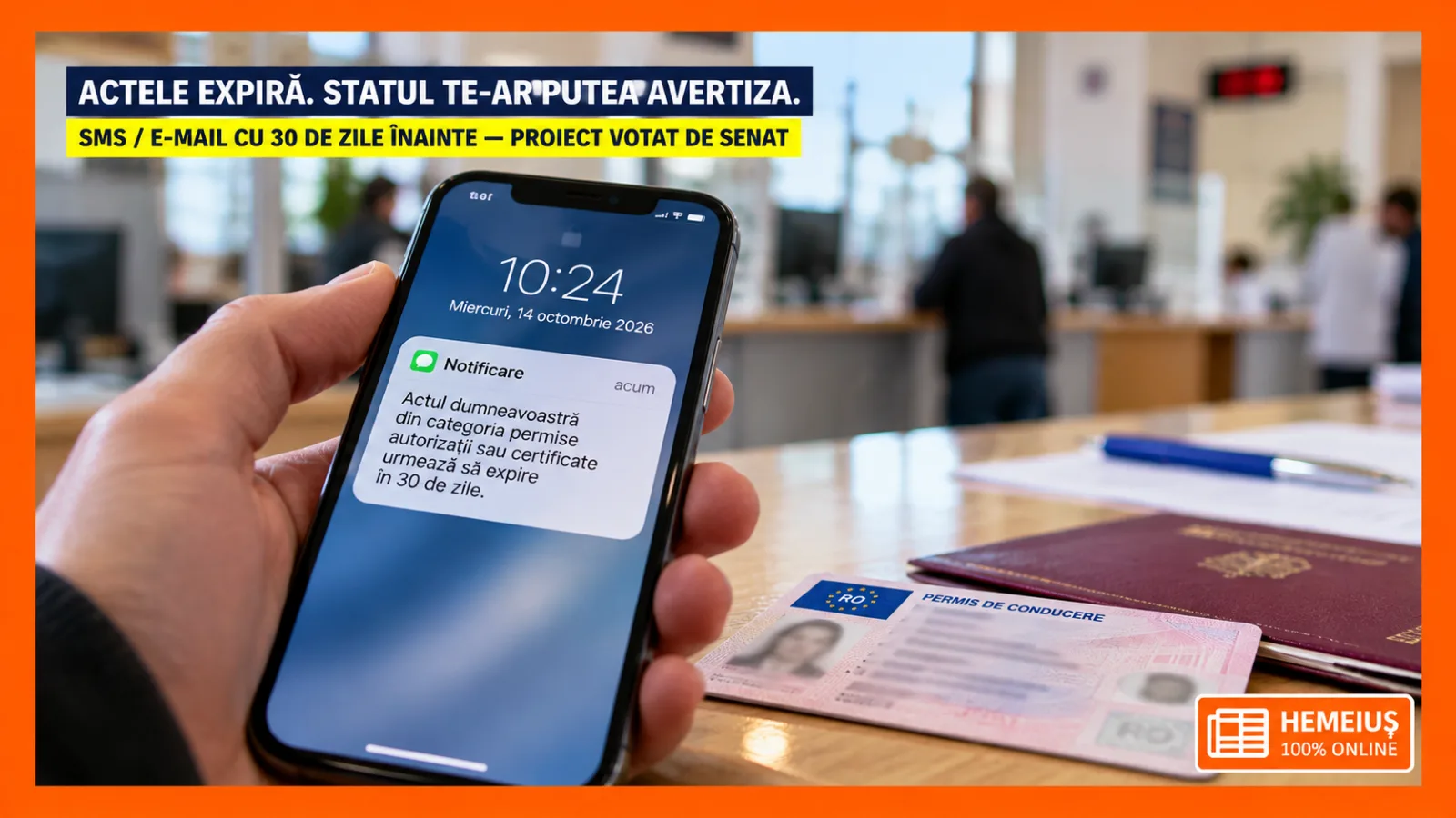 ACTELE ÎȚI EXPIRĂ, DAR STATUL AR PUTEA SĂ TE AVERTIZEZE. SENATUL A VOTAT NOTIFICĂRI PRIN SMS SAU E-MAIL CU 30 DE ZILE ÎNAINTE. CINE VA BENEFICIA ȘI CE SE ÎNTÂMPLĂ DACĂ MESAJUL NU SOSEȘTE?