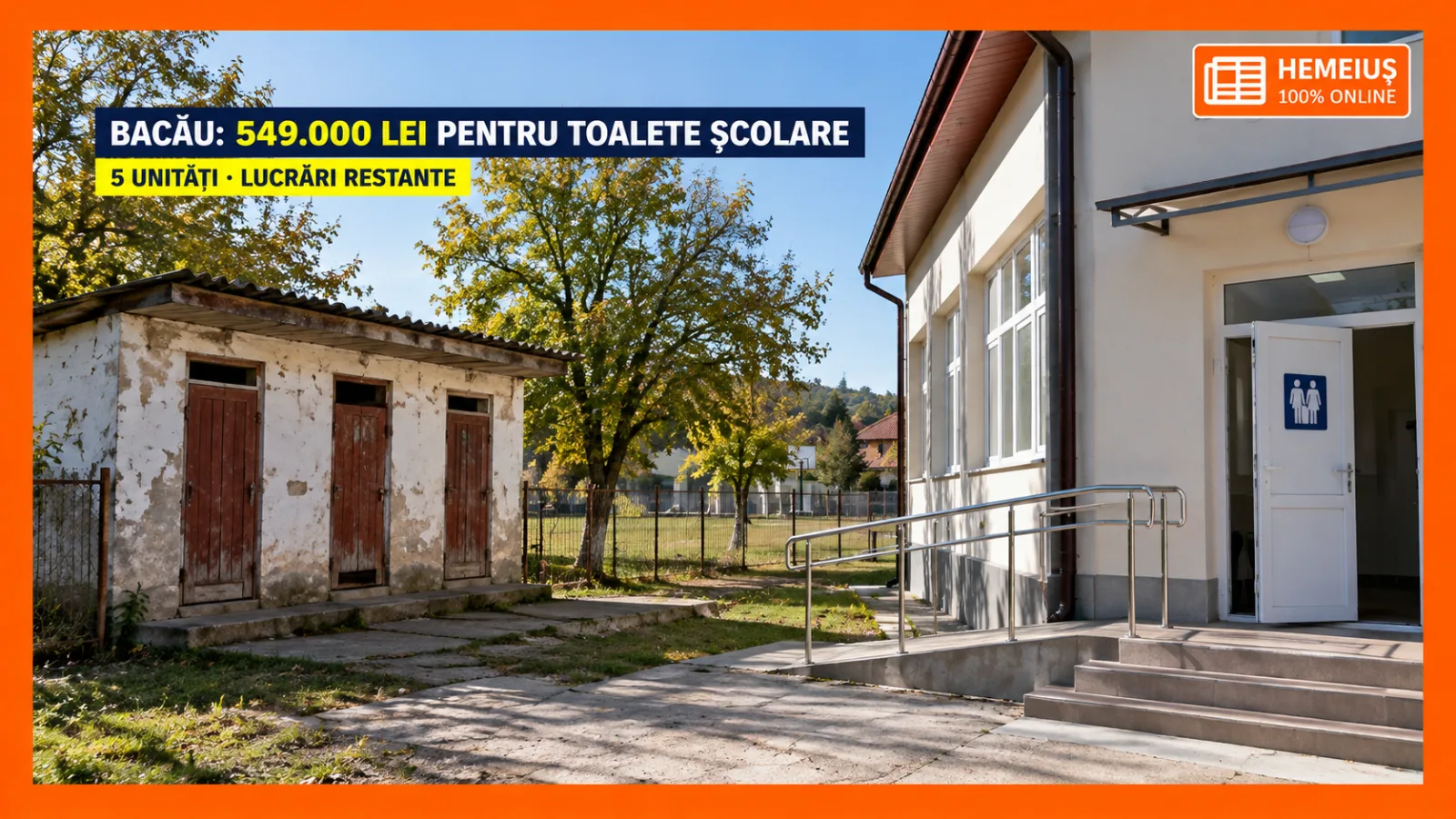 TOALETELE ȘCOLARE CARE AU TRECUT DINTR-UN BUGET ÎN ALTUL. CINCI UNITĂȚI DIN JUDEȚUL BACĂU PRIMESC 549.000 DE LEI PENTRU LUCRĂRI RĂMASE NETERMINATE DIN 2025