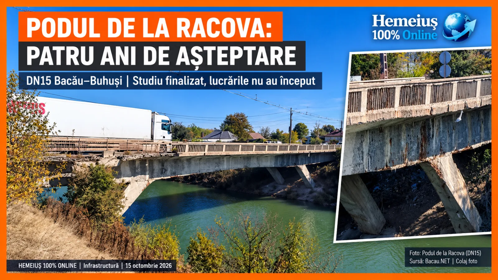 DUPĂ PRĂBUȘIREA PODULUI DE LA CIOBĂNUȘ, LA RACOVA SE AȘTEAPTĂ ÎNCĂ LICITAȚIA. PATRU ANI DE LA EXPERTIZĂ, NICIUN ȘANTIER. CINE RĂSPUNDE PENTRU ÎNTÂRZIERE?