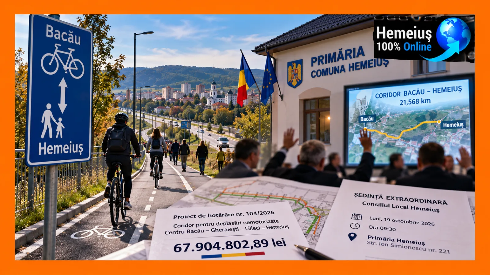 ȘEDINȚĂ DE URGENȚĂ LA HEMEIUȘ, CU 67,9 MILIOANE DE LEI ÎN FUNDAL: CONSILIERII DECID ASUPRA CORIDORULUI BACĂU–HEMEIUȘ ȘI REPREZENTĂRII COMUNEI LA COMPANIA DE APĂ