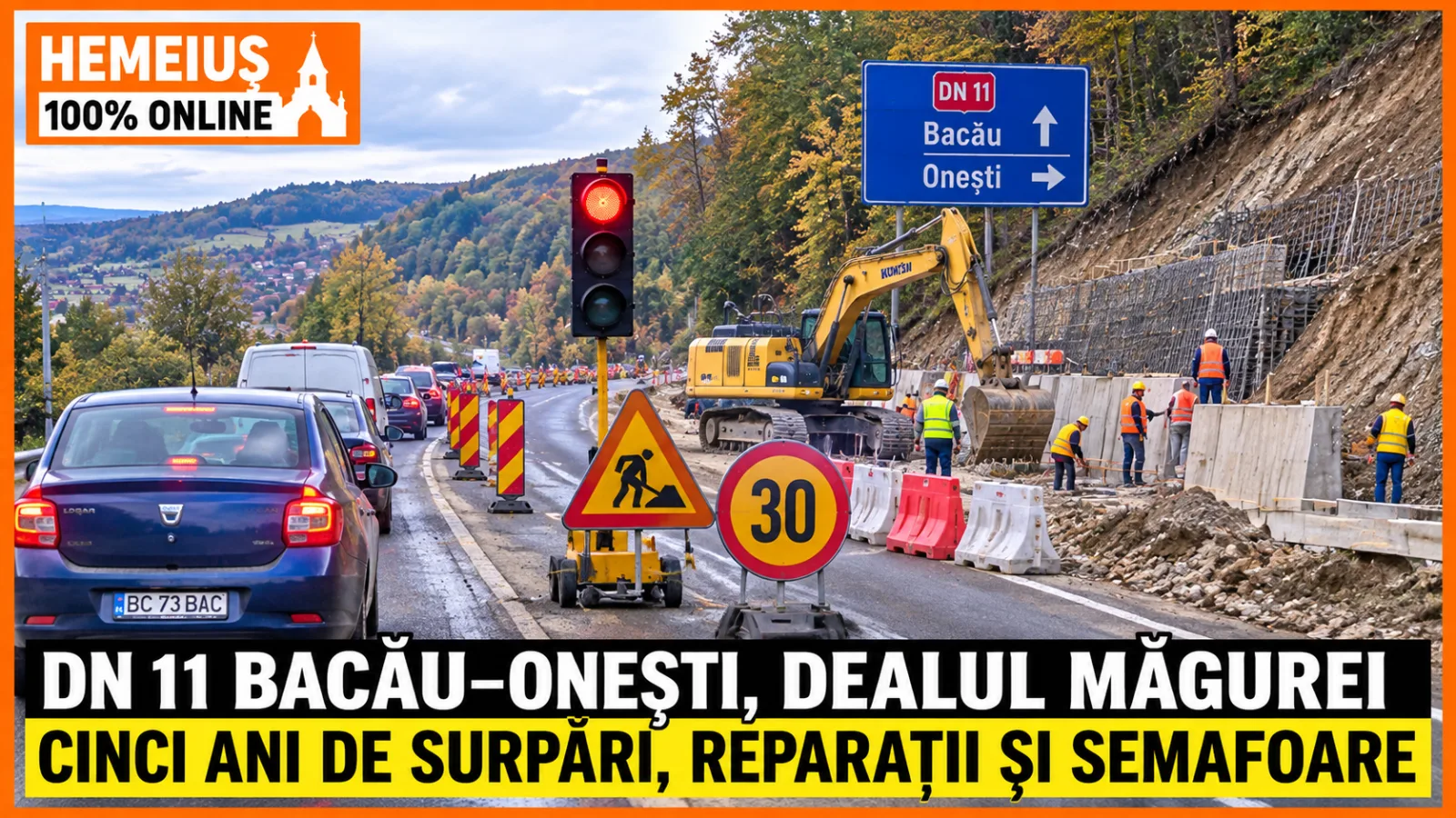 DN 11 BACĂU–ONEȘTI: CINCI ANI DE SURPĂRI, MILIOANE PENTRU CONSOLIDĂRI ȘI SEMAFOARE CARE REVIN. CINE FACE SOCOTEALA DEALULUI MĂGUREI?