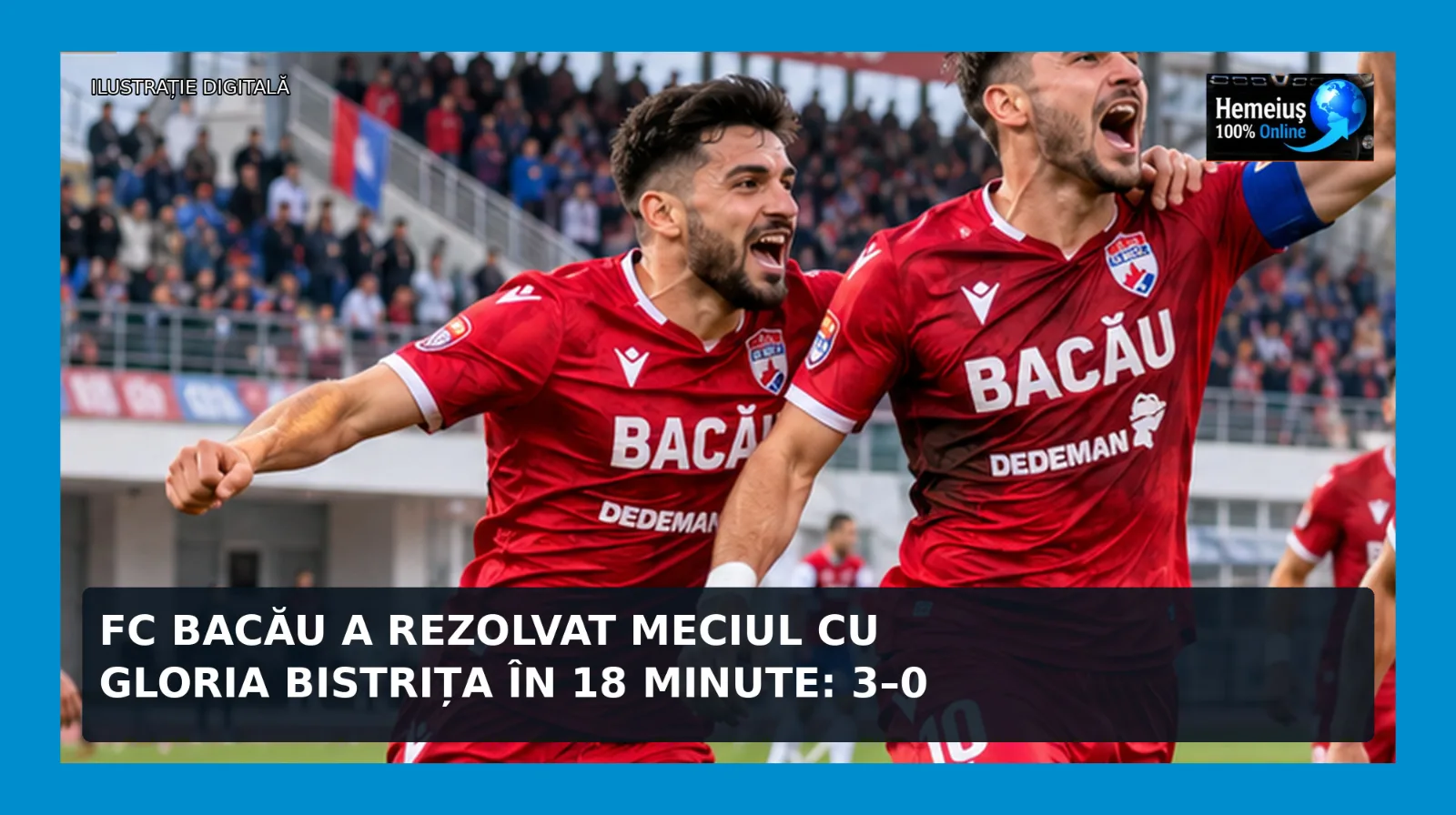 FOTBAL • LIGA 2: FC BACĂU A REZOLVAT MECIUL CU GLORIA BISTRIȚA ÎN 18 MINUTE: 3–0 ȘI REVENIRE ÎN ZONA PLAY-OFF