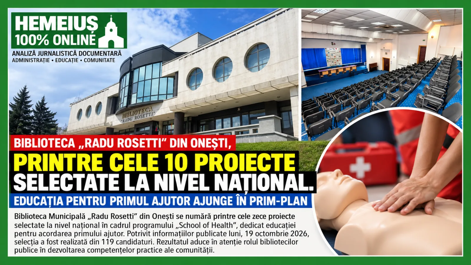 ONEȘTIUL A CÂȘTIGAT UN LOC ÎNTRE ZECE PROIECTE. ACUM ÎNCEPE EXAMENUL PE CARE NU-L MAI DECIDE JURIUL
