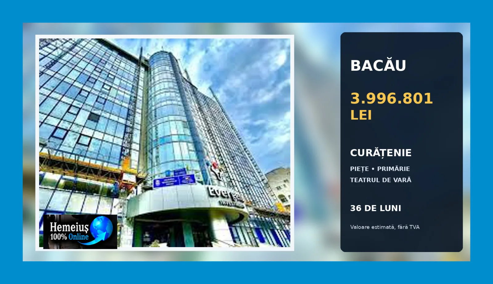 Bacăul pregătește o licitație de aproape 4 milioane de lei pentru curățenie. Piețele municipale ar urma să concentreze aproape trei sferturi din valoarea estimată a achiziției pentru următorii trei ani.