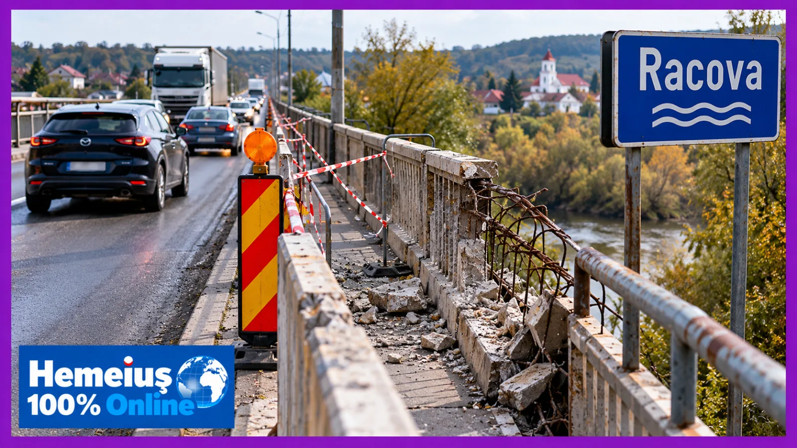 LA RACOVA, PODUL ARE DOUĂ VITEZE: MAȘINILE TREC, REABILITAREA AȘTEAPTĂ. PATRU ANI DE LA EXPERTIZĂ, UN PARAPET PRĂBUȘIT ȘI O LICITAȚIE CARE ÎNCĂ NU A ÎNCEPUT