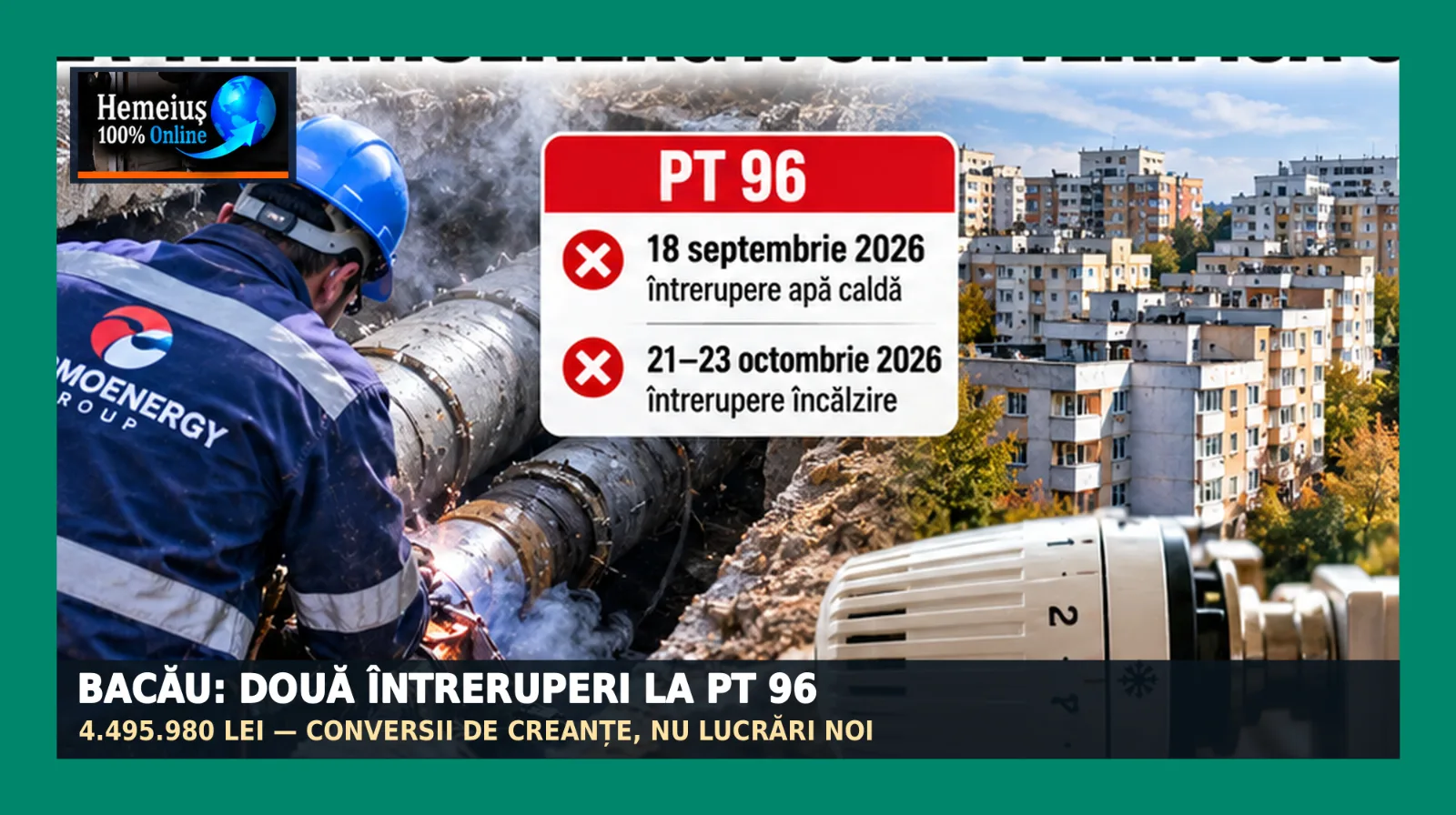 BACĂU • ADMINISTRAȚIE ȘI SERVICII PUBLICE: DOUĂ ÎNTRERUPERI LA PT 96 ȘI APROAPE 4,5 MILIOANE DE LEI ÎN MAJORĂRI DE CAPITAL LA THERMOENERGY. CINE VERIFICĂ SIGURANȚA REȚELEI?
