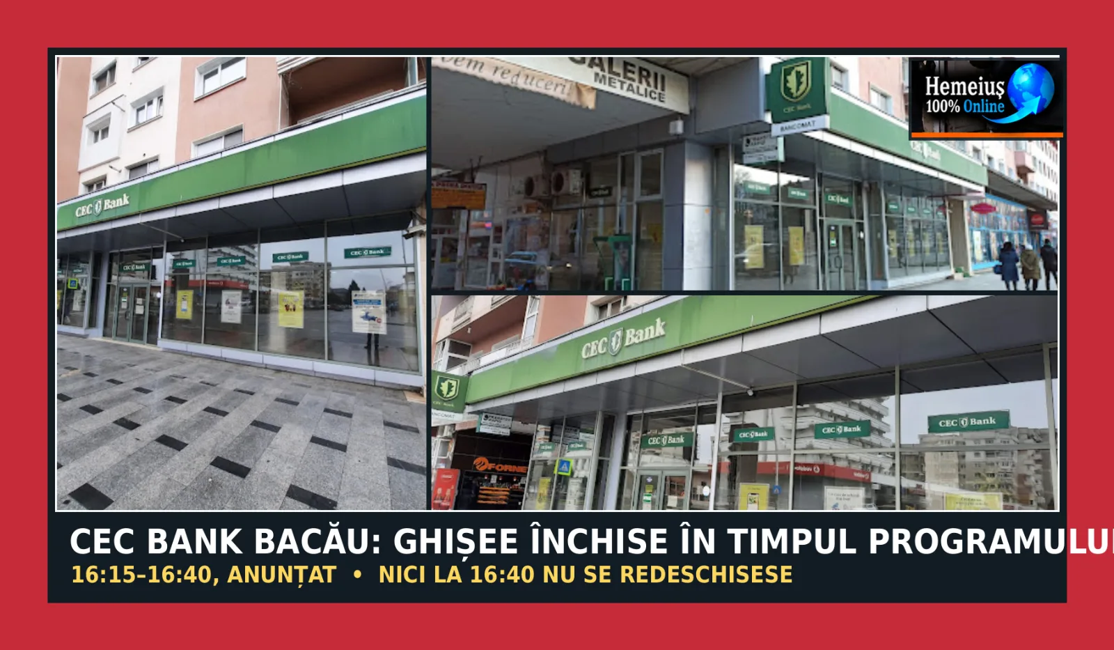 BACĂU - ACTUALITATE: PE 23 OCTOMBRIE 2026, LA CEC BANK BACĂU - BANCOMATE DEFECTE, GHIȘEE INACCESIBILE ȘI PROGRAM NERESPECTAT! ȘTIE DIRECTORUL SUCURSALEI CE SE ÎNTÂMPLĂ ÎN PASAJUL REVOLUȚIEI?