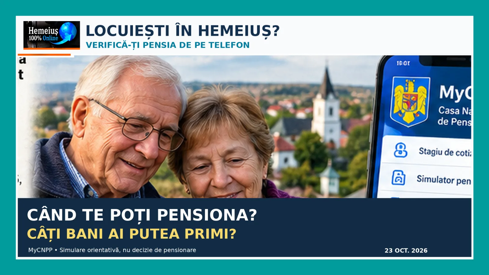 LOCUIEȘTI ÎN HEMEIUȘ? AFLĂ DE PE TELEFON CÂND IEȘI LA PENSIE ȘI CÂȚI BANI AI PUTEA PRIMI! CNPP A LANSAT SIMULATORUL OFICIAL