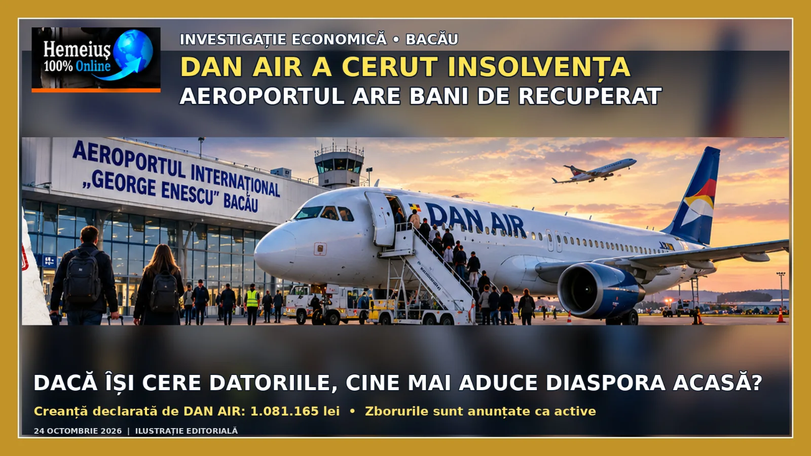INVESTIGAȚIE: AEROPORTUL BACĂU, PRINS ÎNTRE ZBORURILE DAN AIR ȘI BANII NEÎNCASAȚI! DACĂ ÎȘI CERE DATORIILE, CINE MAI ADUCE DIASPORA ACASĂ?