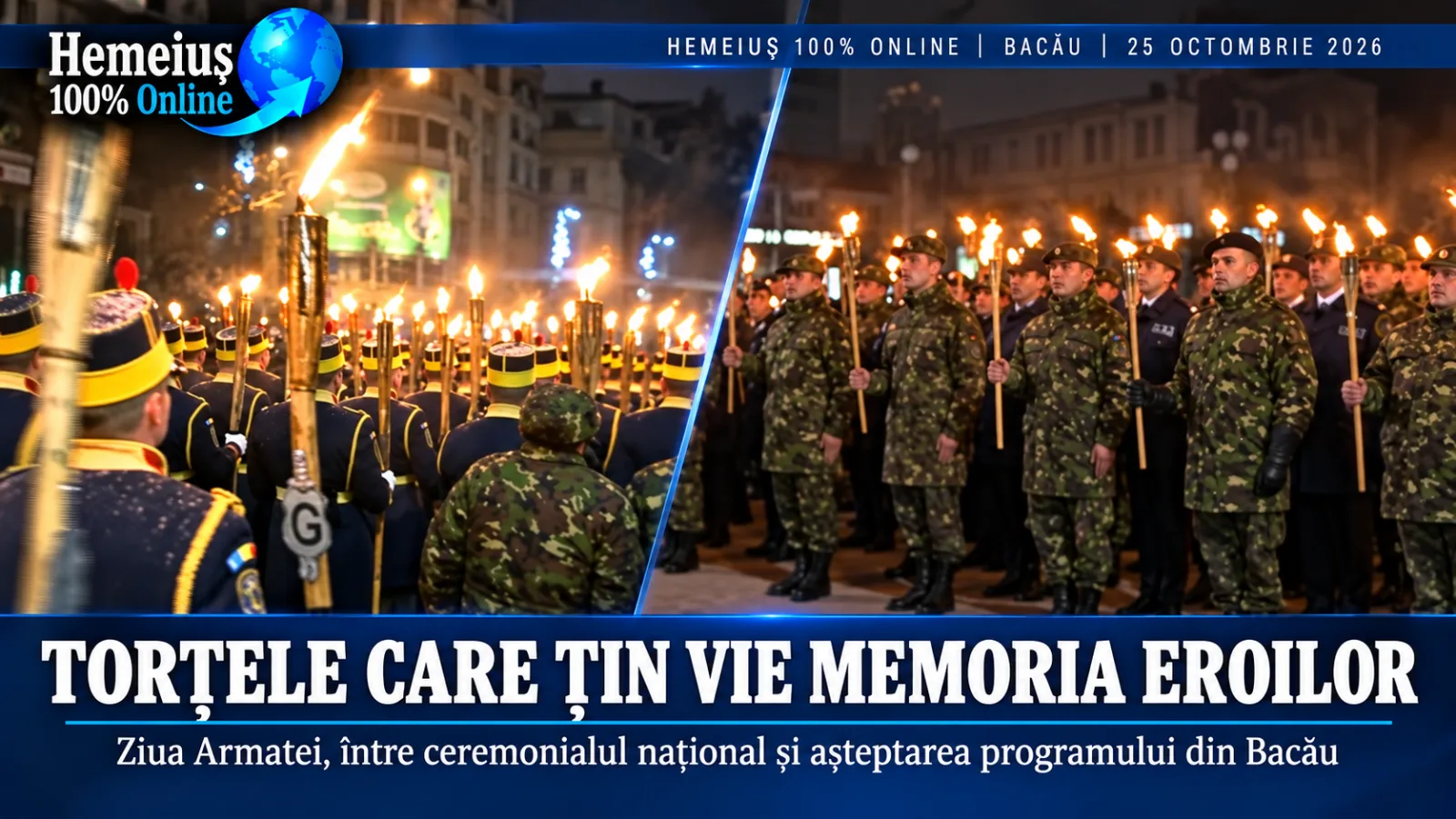 BACĂU, 25 OCTOMBRIE 2026: DE CE VOR PURTA MILITARII TORȚE PRIN ORAȘ? SEMNIFICAȚIA CEREMONIALULUI DE ZIUA ARMATEI