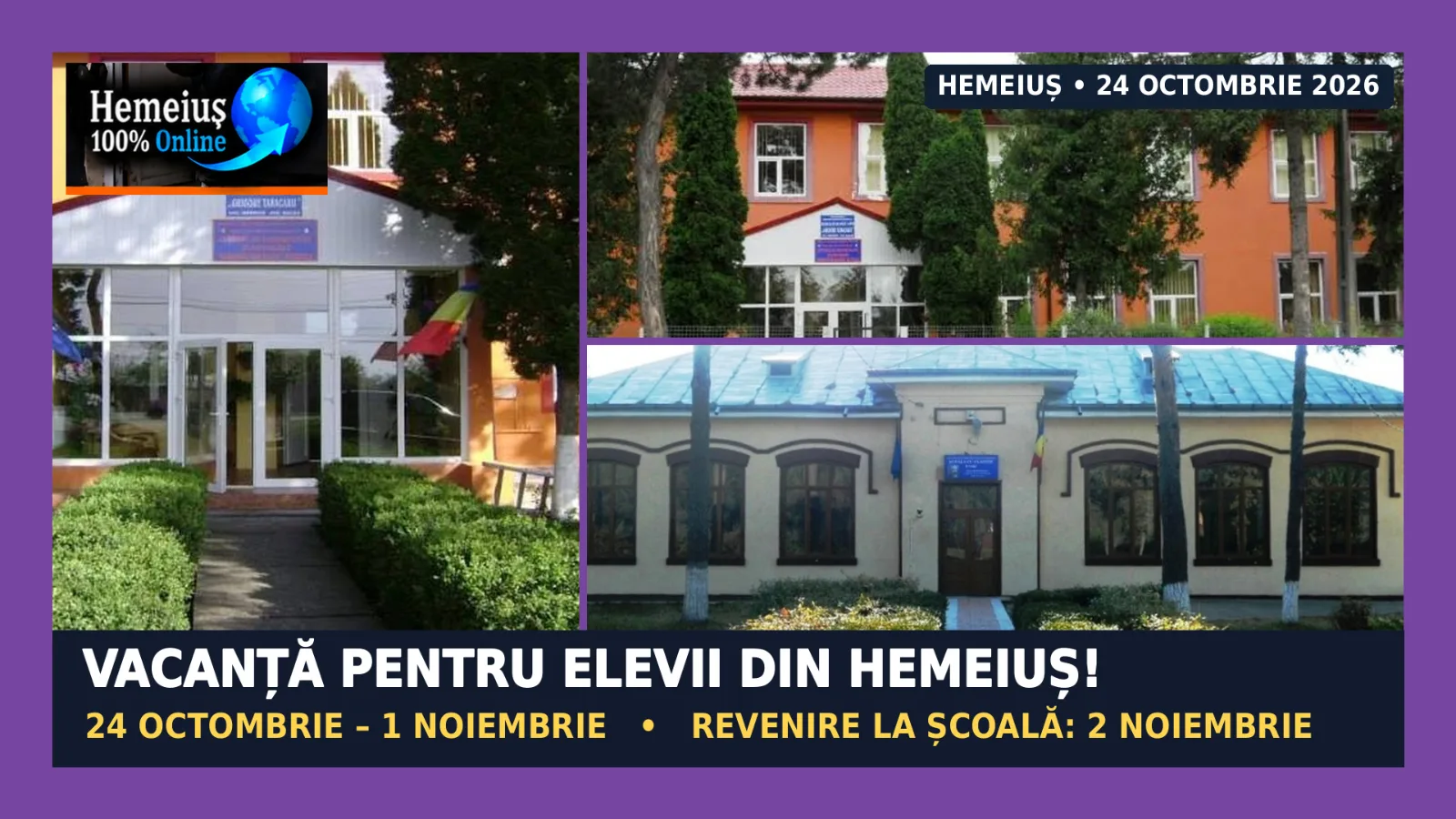 VACANȚĂ DE TOAMNĂ PENTRU ELEVII DIN HEMEIUȘ, BACĂU ȘI ÎNTREG JUDEȚUL! CÂND REVIN LA ȘCOALĂ