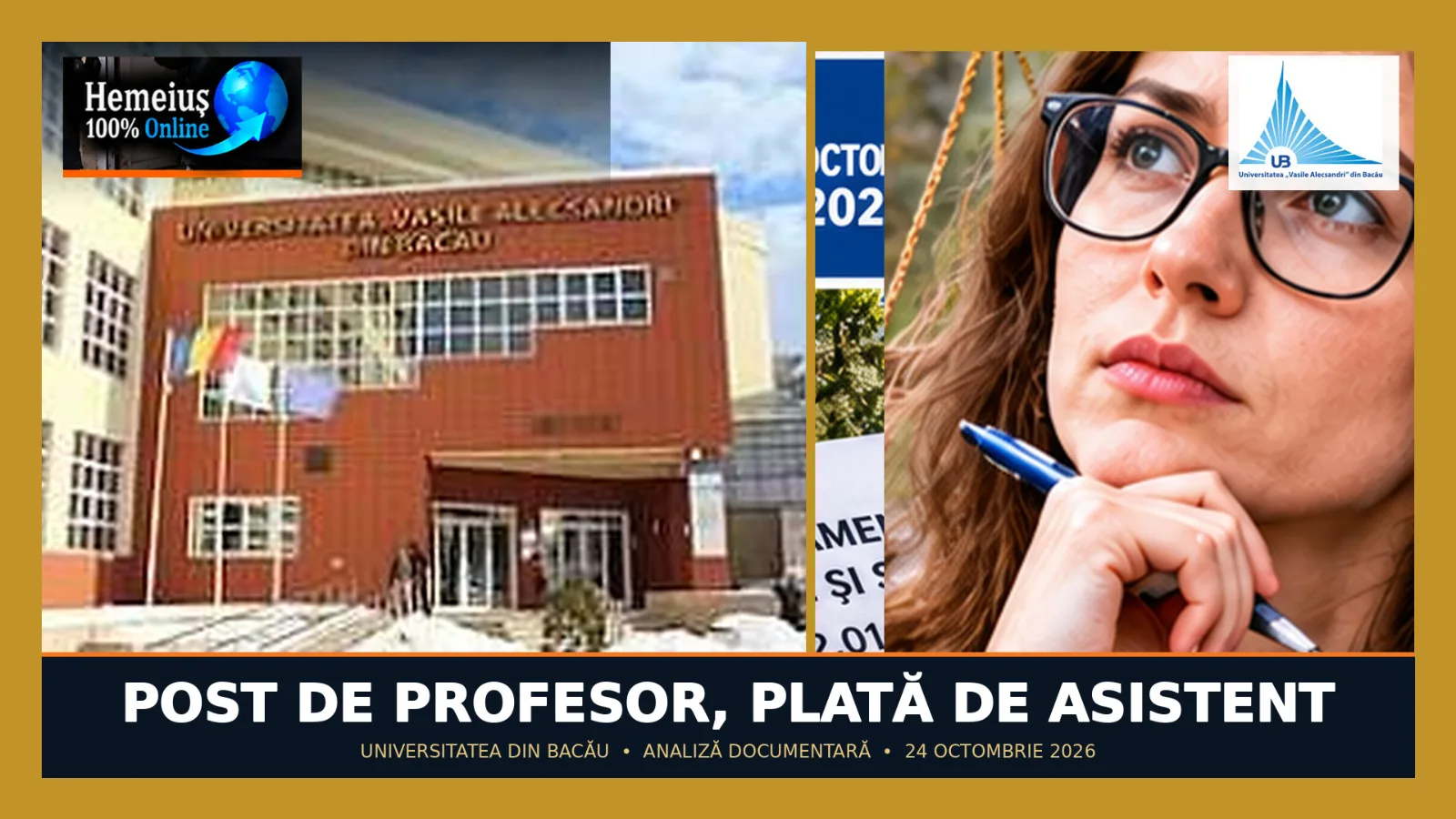 EDUCAȚIE • ANALIZĂ DOCUMENTARĂ: POST DE PROFESOR, PLATĂ DE ASISTENT. CUM ÎȘI PREȚUIEȘTE OAMENII UNIVERSITATEA DE STAT „VASILE ALECSANDRI” DIN BACĂU