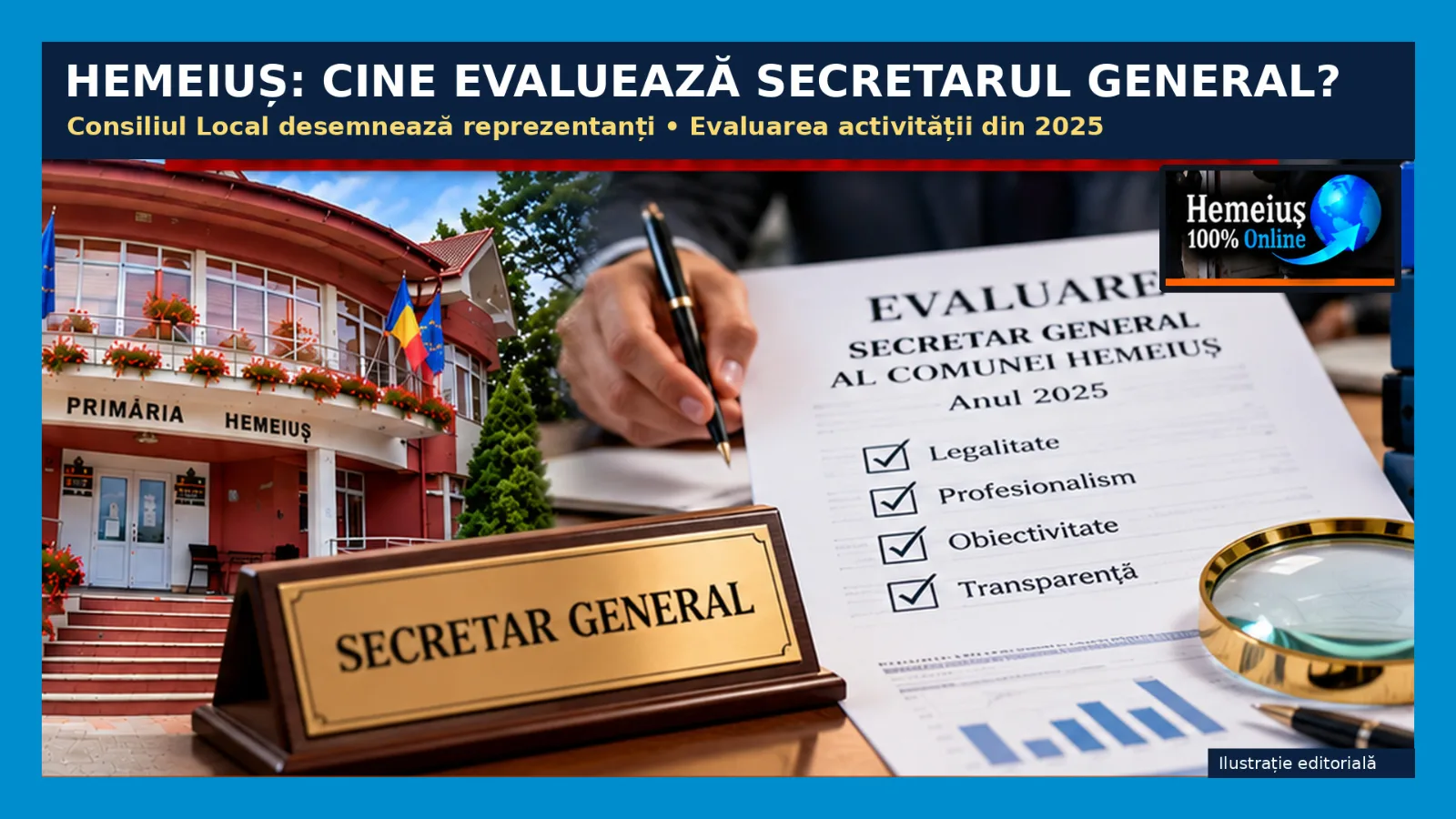 HEMEIUȘ: CINE ÎL EVALUEAZĂ PE SECRETARUL GENERAL PENTRU 2025, ABIA ÎN OCTOMBRIE 2026? O ÎNTREBARE DE LEGALITATE AJUNGE ÎN CONSILIUL LOCAL!