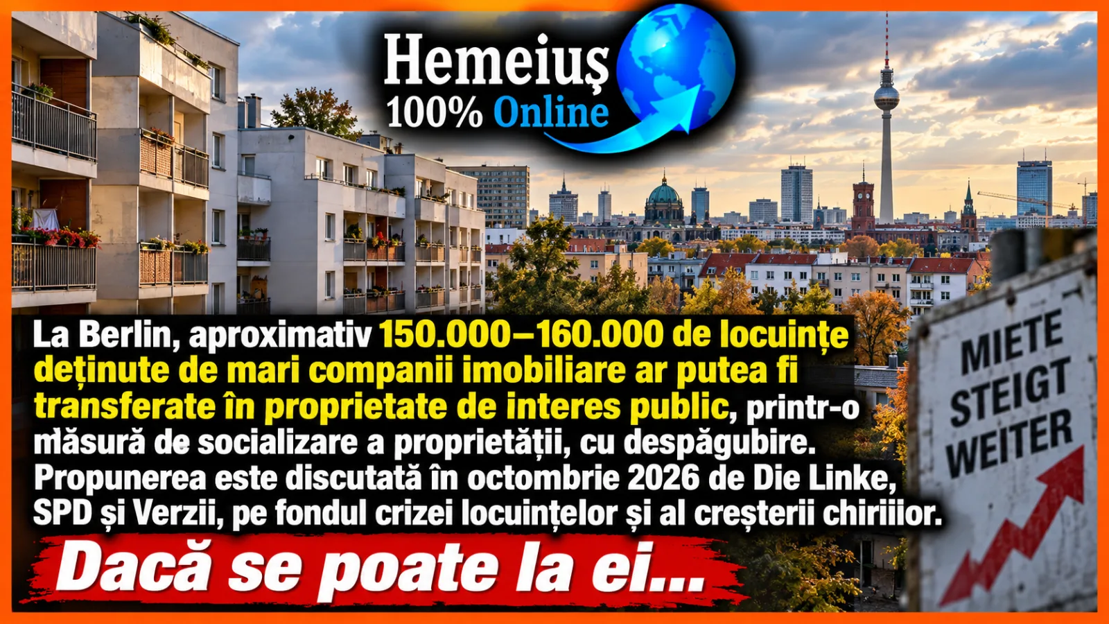 BERLINUL INTENȚIONEAZĂ NAȚIONALIZAREA A PESTE 150.000 DE LOCUINȚE