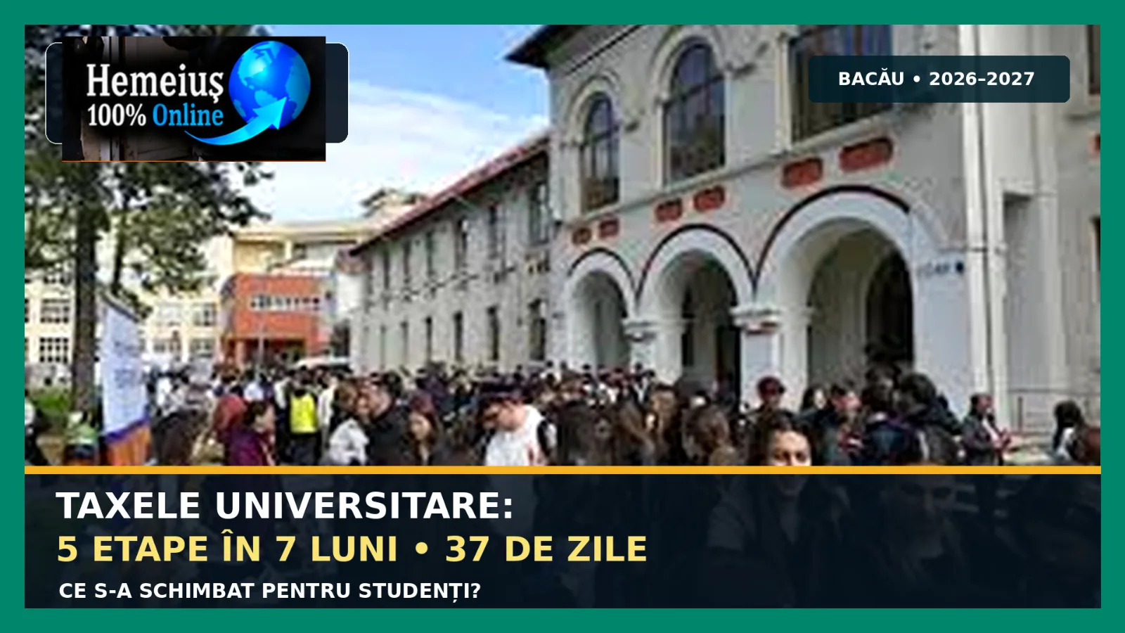 ÎNVĂȚĂMÂNT SUPERIOR • DREPTURILE STUDENȚILOR• BACĂU: ANUL UNIVERSITAR A ÎNCEPUT, DAR DOCUMENTUL TAXELOR N-A TERMINAT DE PRIMIT COMPLETĂRI! CINCI ETAPE ÎN 2026, ULTIMA LA 15 OCTOMBRIE. CE S-A SCHIMBAT ÎN OBLIGAȚIILE FINANCIARE ALE STUDENȚILOR?