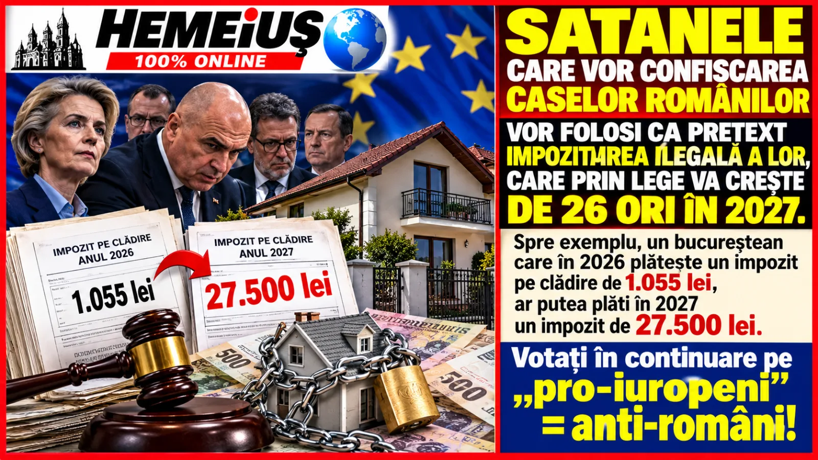 IMPOZITE MĂRITE DISPROPORȚIONAT, CA PRETEXT DE EXPROPRIERE IMOBILIARĂ