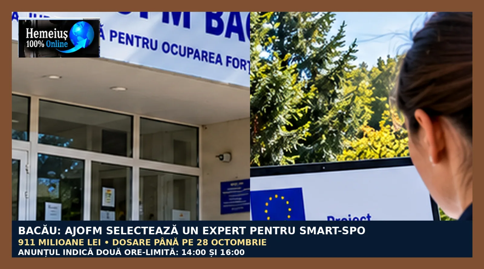 BACĂU: DOUĂ ORE-LIMITĂ DIFERITE ÎN ANUNȚUL AJOFM PENTRU SELECȚIA UNUI EXPERT! TERMENUL EXPIRĂ PE 28 OCTOMBRIE. PROIECT NAȚIONAL DE 911 MILIOANE DE LEI